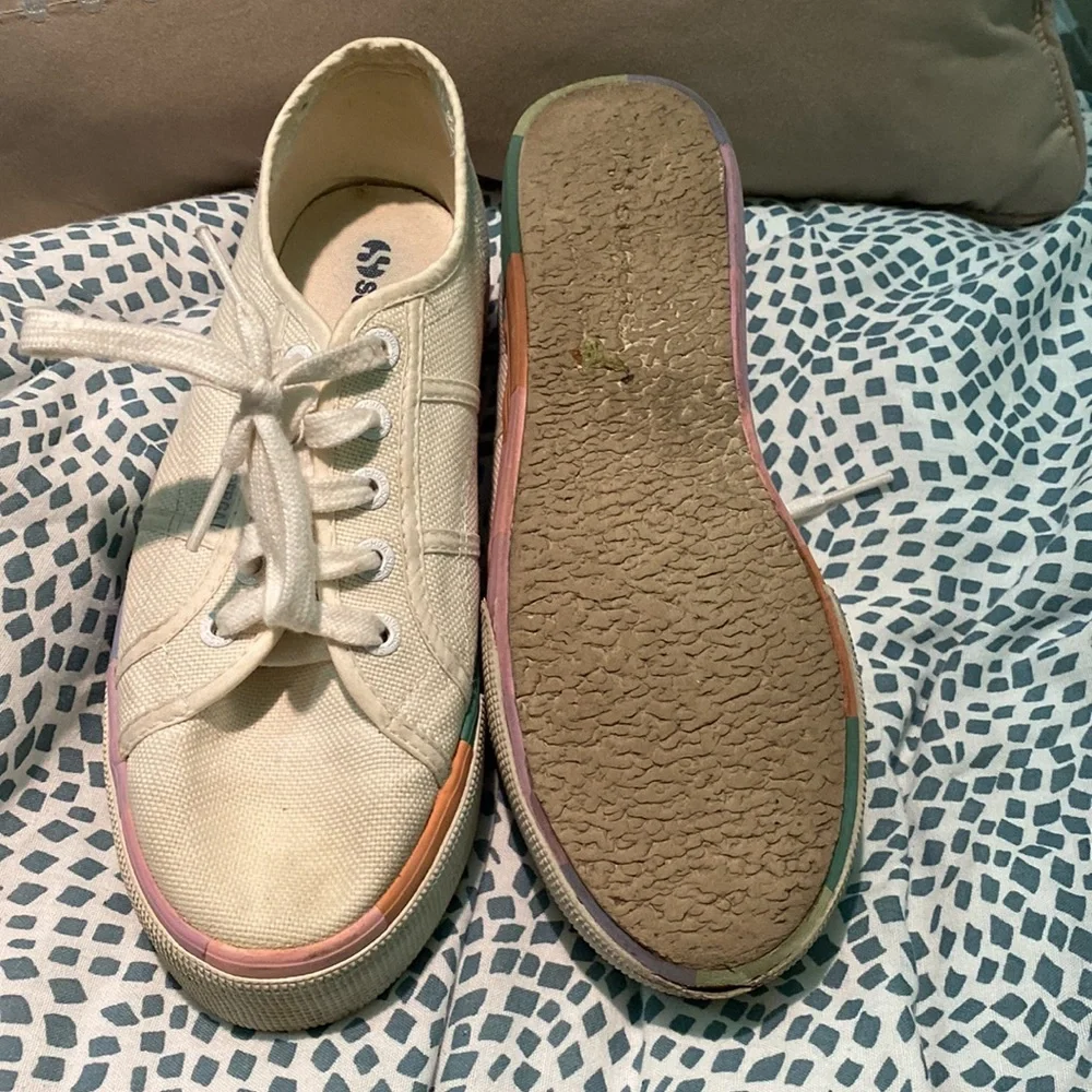 Superga Platforms White with rainbow 38